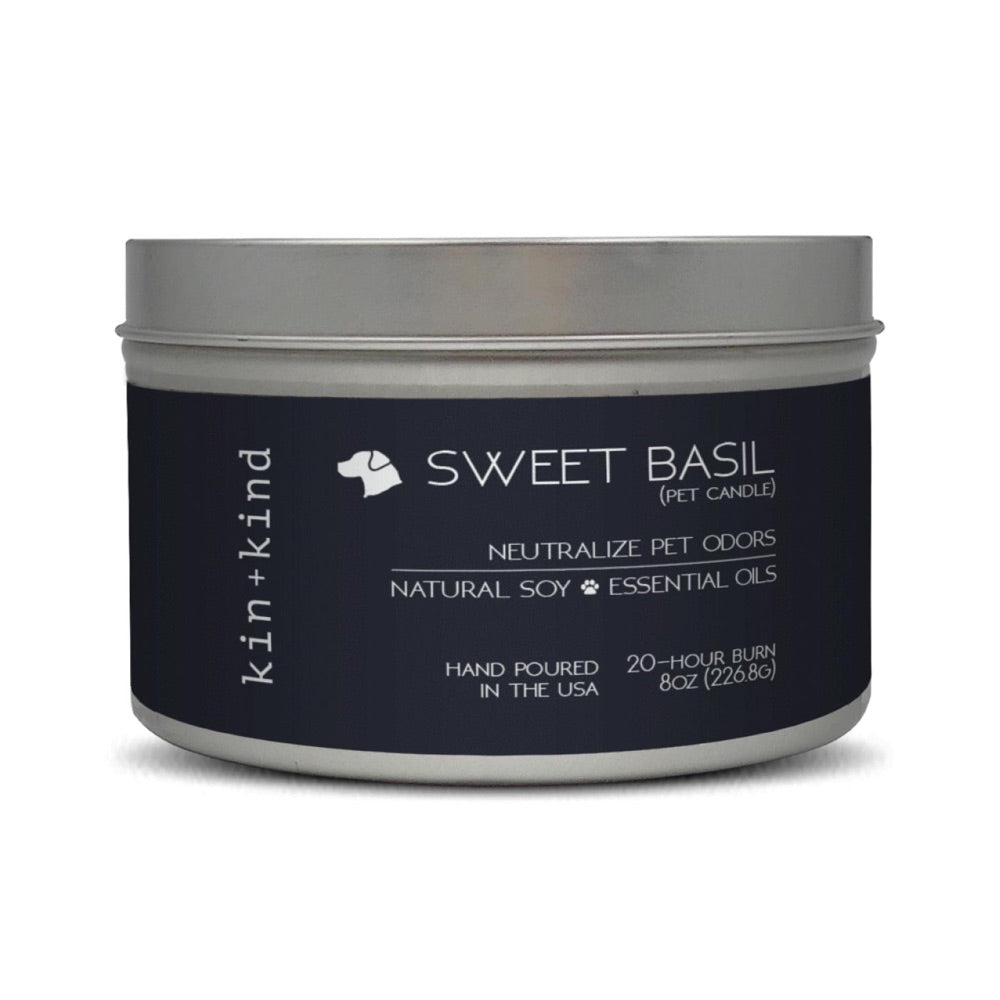 15% OFF: Kin+Kind Pet Odour Neutralising Sweet Basil Candle 8oz - Kohepets