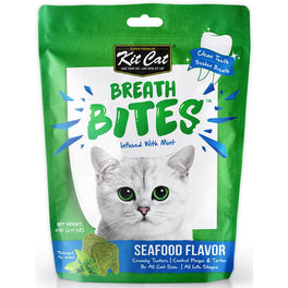 3 FOR $8.50: Kit Cat Breath Bites Mint & Seafood Flavour Dental Cat Treats 60g - Kohepets