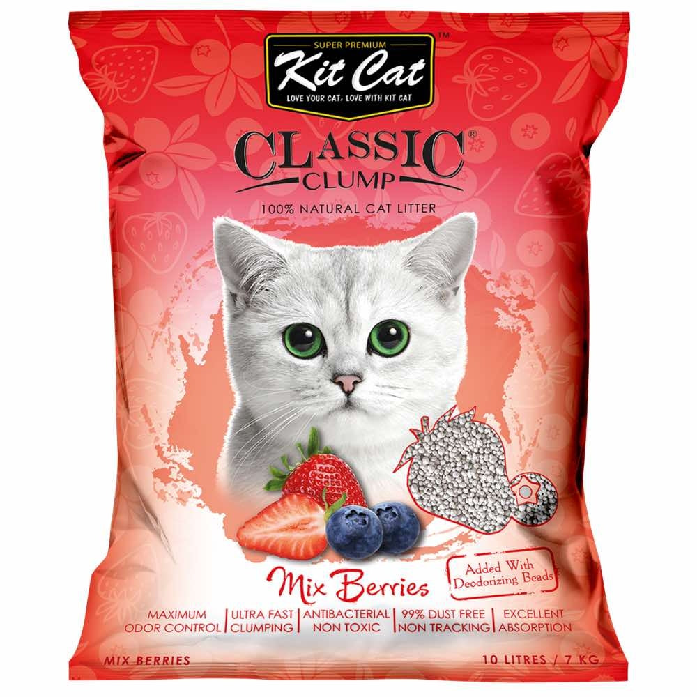 Kit Cat Classic Clump Mix Berries Clay Cat Litter 10L Kohepets