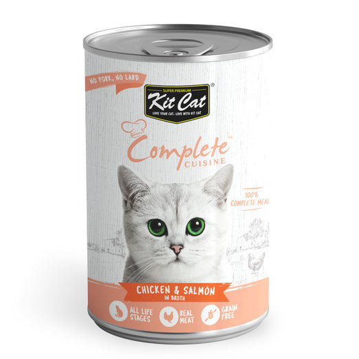 Kit Cat Complete Cuisine Chicken & Salmon in Broth Grain-Free Canned Cat Food 150g - Kohepets