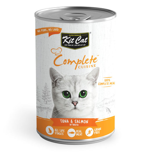 Kit Cat Complete Cuisine Tuna & Salmon in Broth Grain-Free Canned Cat Food 150g - Kohepets