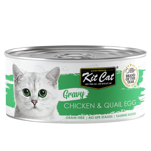 Kit Cat Gravy Chicken & Quail Egg Grain-Free Canned Cat Food 70g - Kohepets