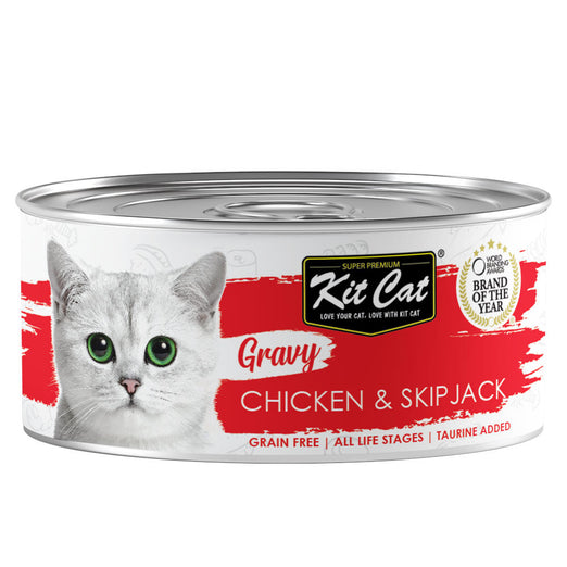 Kit Cat Gravy Chicken & Skipjack Grain-Free Canned Cat Food 70g - Kohepets