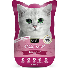 30% OFF: Kit Cat Petite Pouch Tuna & Beef In Aspic Grain-Free Pouch Cat Food 70g x 12