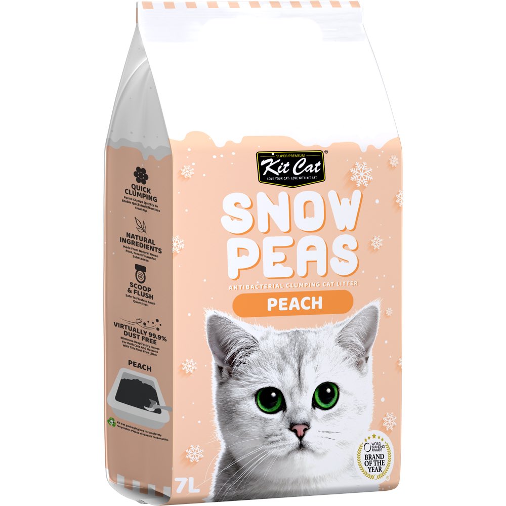 45% OFF: Kit Cat Snow Peas Peach Antibacterial Clumping Cat Litter 7L - Kohepets