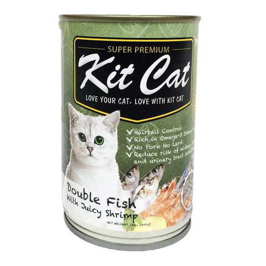 Kit Cat Super Premium Double Fish With Juicy Shrimp Canned Cat Food 14oz - Kohepets