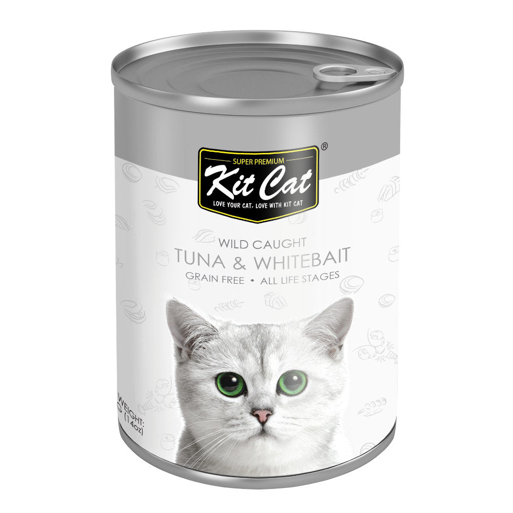 Kit Cat Wild Caught Tuna & Whitebait Grain Free Canned Cat Food 400g - Kohepets