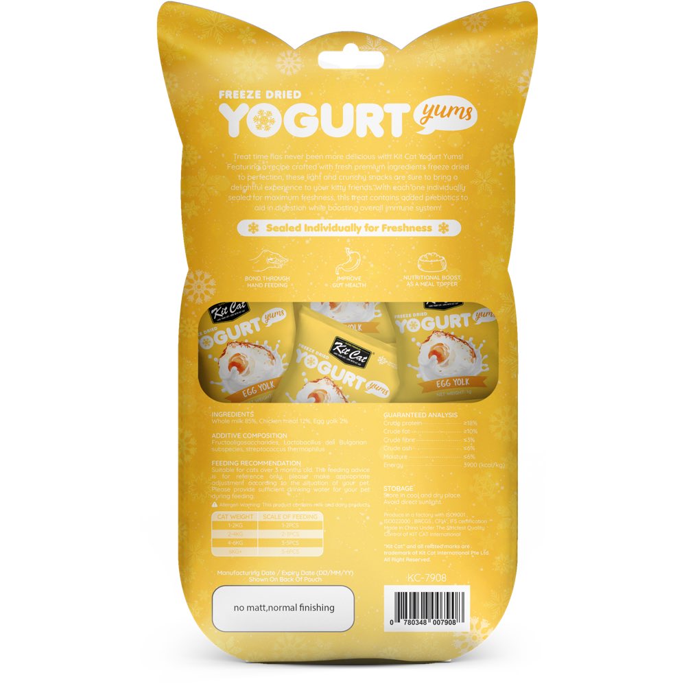Kit Cat Yogurt Yums Egg Yolk Grain-Free Freeze-Dried Cat Treats 10pc