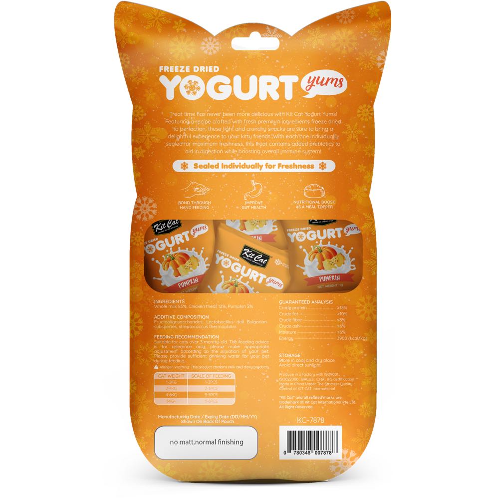Kit Cat Yogurt Yums Pumpkin Grain-Free Freeze-Dried Cat Treats 10pc