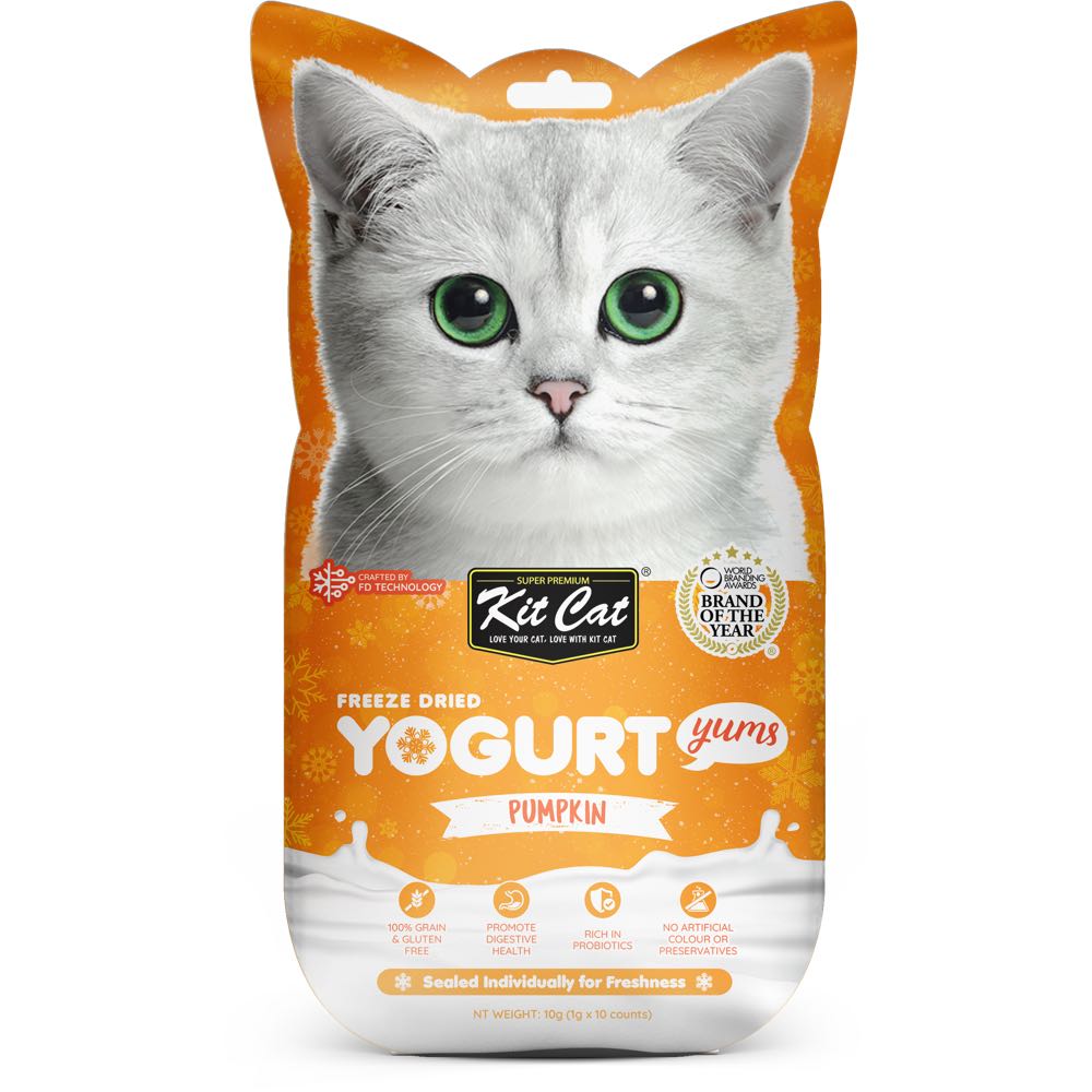Kit Cat Yogurt Yums Pumpkin Grain-Free Freeze-Dried Cat Treats 10pc