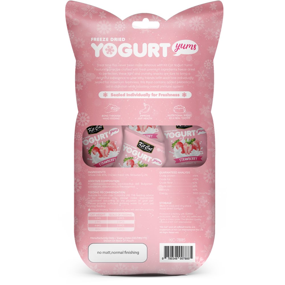 Kit Cat Yogurt Yums Strawberry Grain-Free Freeze-Dried Cat Treats 10pc