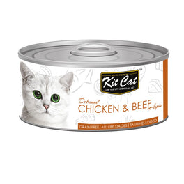 Kit Cat Grain-Free Deboned Chicken & Beef Aspic Canned Cat Food 80g - Kohepets