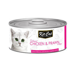 Kit Cat Grain-Free Deboned Chicken & Prawn Aspic Canned Cat Food 80g - Kohepets