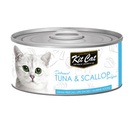 Kit Cat Grain-Free Deboned Tuna & Scallop Aspic Canned Cat Food 80g - Kohepets