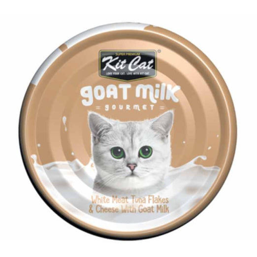 Kit Cat Goat Milk Gourmet White Meat Tuna Flakes & Cheese Canned Cat Food 70g - Kohepets