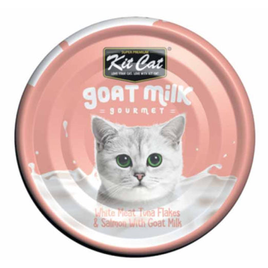 Kit Cat Goat Milk Gourmet White Meat Tuna Flakes & Salmon Canned Cat Food 70g - Kohepets