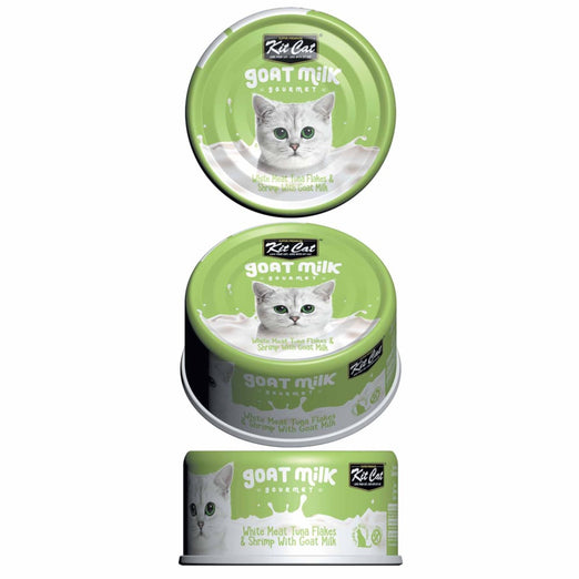 Kit Cat Goat Milk Gourmet White Meat Tuna Flakes & Shrimp Canned Cat Food 70g - Kohepets