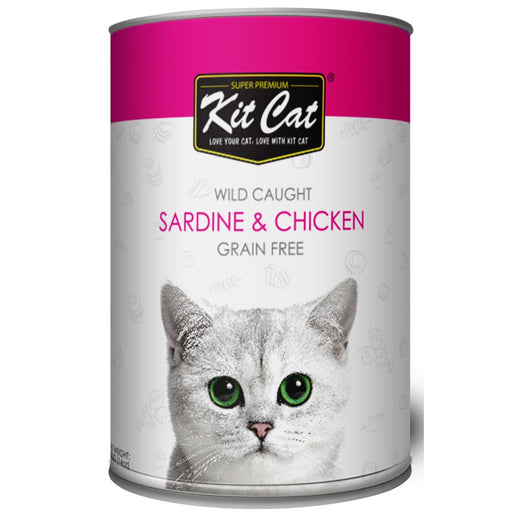 Kit Cat Wild Caught Sardine & Chicken Grain Free Canned Cat Food 400g - Kohepets