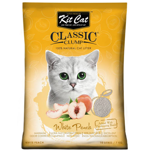 Kit Cat Classic Clump White Peach Clay Cat Litter 10L - Kohepets