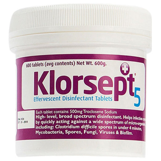 Klorsept 5 Effervescent Disinfectant Tablets 600 Tabs - Kohepets