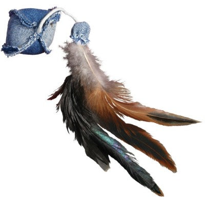 Kong Denim Ball With Feathers Cat Toy - Kohepets