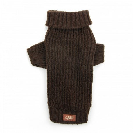 All For Paws Lambswool Fisherman's Weave Dog Puppy Sweater - Chocolate - Kohepets