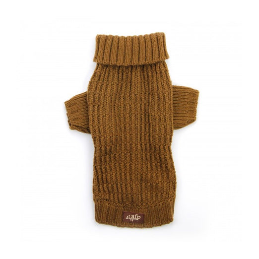 All For Paws Lambswool Fisherman's Weave Dog Puppy Sweater - Coffee - Kohepets