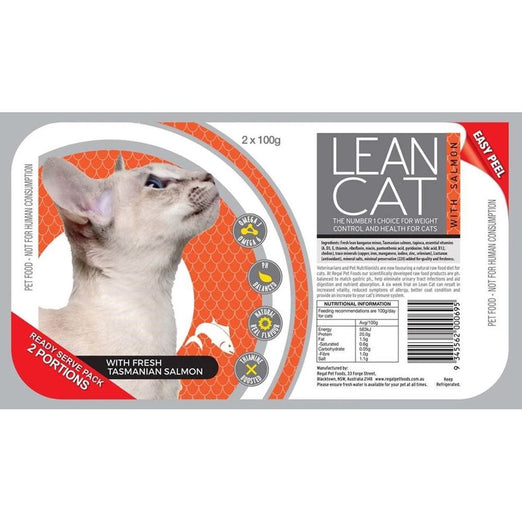 Lean Cat Kangaroo With Salmon Raw Grain-Free Frozen Cat Food 200g - Kohepets