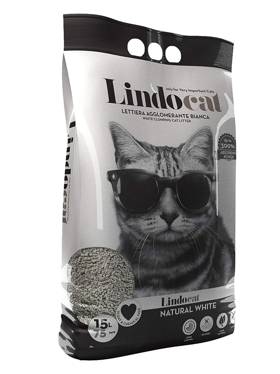 Lindocat Natural White Clumping Clay Cat Litter 15L - Kohepets