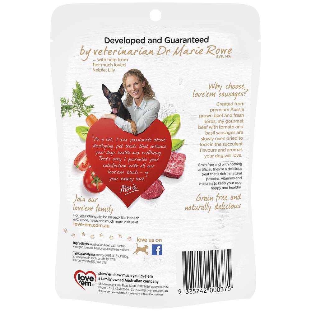 Love’em Gourmet Beef Sausages Dog Treats 120g - Kohepets