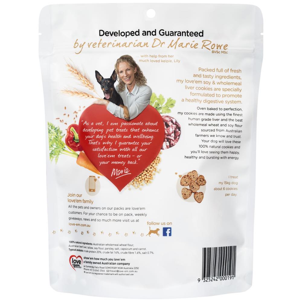 Love‘em Soy & Wholemeal Liver Cookies Dog Treats 450g - Kohepets
