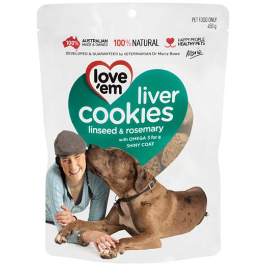 Love'em Linseed & Rosemary Liver Cookies Dog Treats 450g - Kohepets