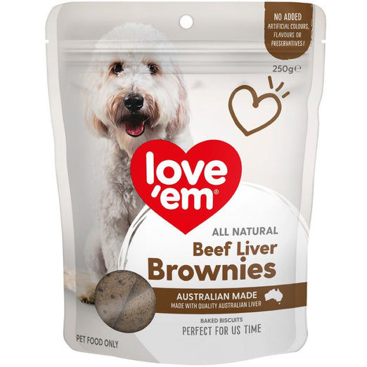 14% OFF: Love'em All Natural Beef Liver Brownies Dog Treats 250g - Kohepets