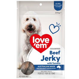 14% OFF: Love'em Beef Jerky With Tomato Grain-Free Dog Treats 200g - Kohepets