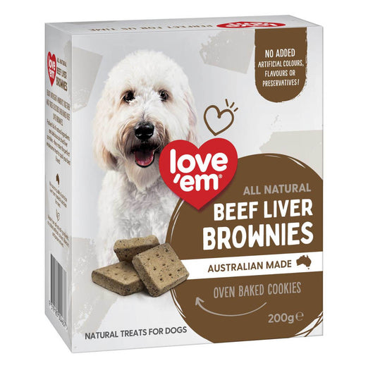 Love'em Beef Liver Brownie Cookies Dog Treats 200g - Kohepets