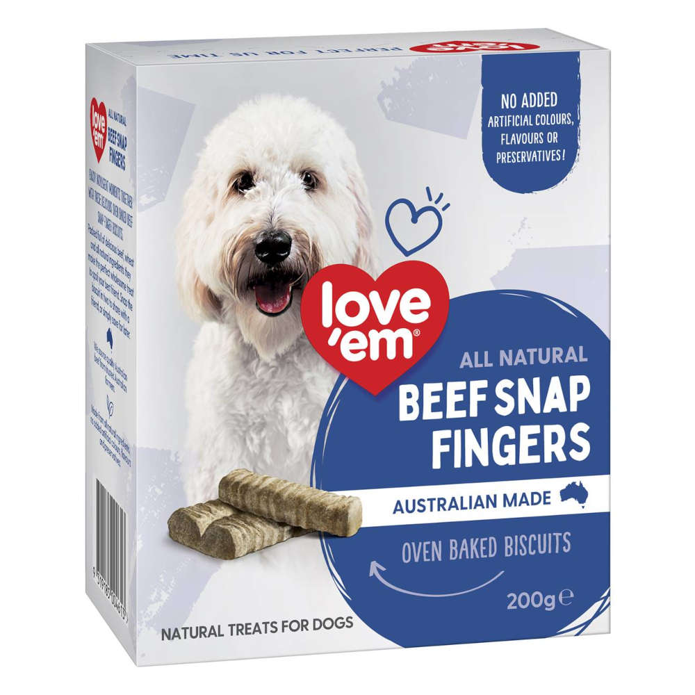 Love'em Beef Snap Fingers Dog Treats 200g Kohepets