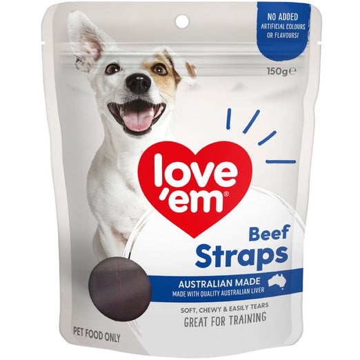 14% OFF: Love'em Beef Straps Dog Treats 150g - Kohepets