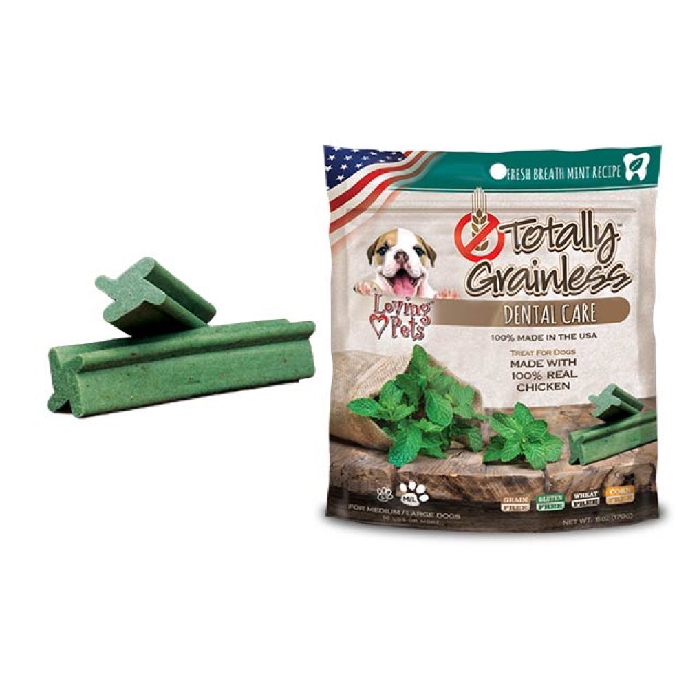 Loving Pets Totally Grainless Fresh Breath Mint Dental Dog Treats 6oz - Kohepets