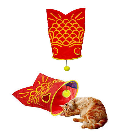 Marukan Briskly Sound Goldfish Tunnel Cat Toy - Kohepets