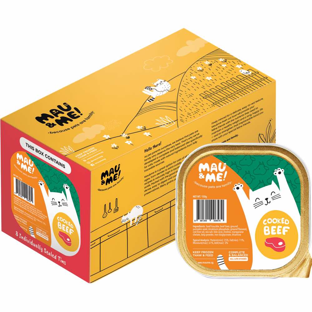 Mau&Me Cooked Beef Frozen Cat Food - Kohepets