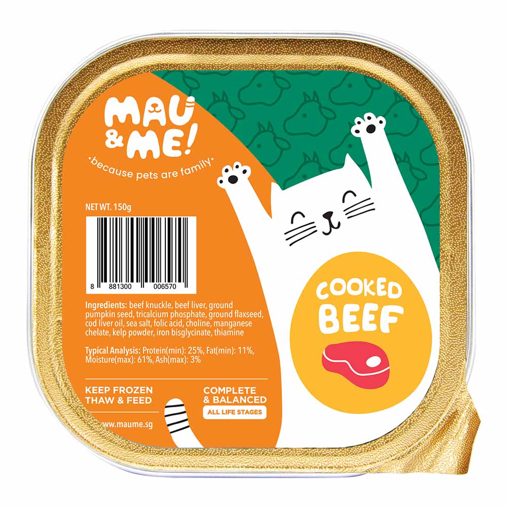 Mau&Me Cooked Beef Frozen Cat Food - Kohepets