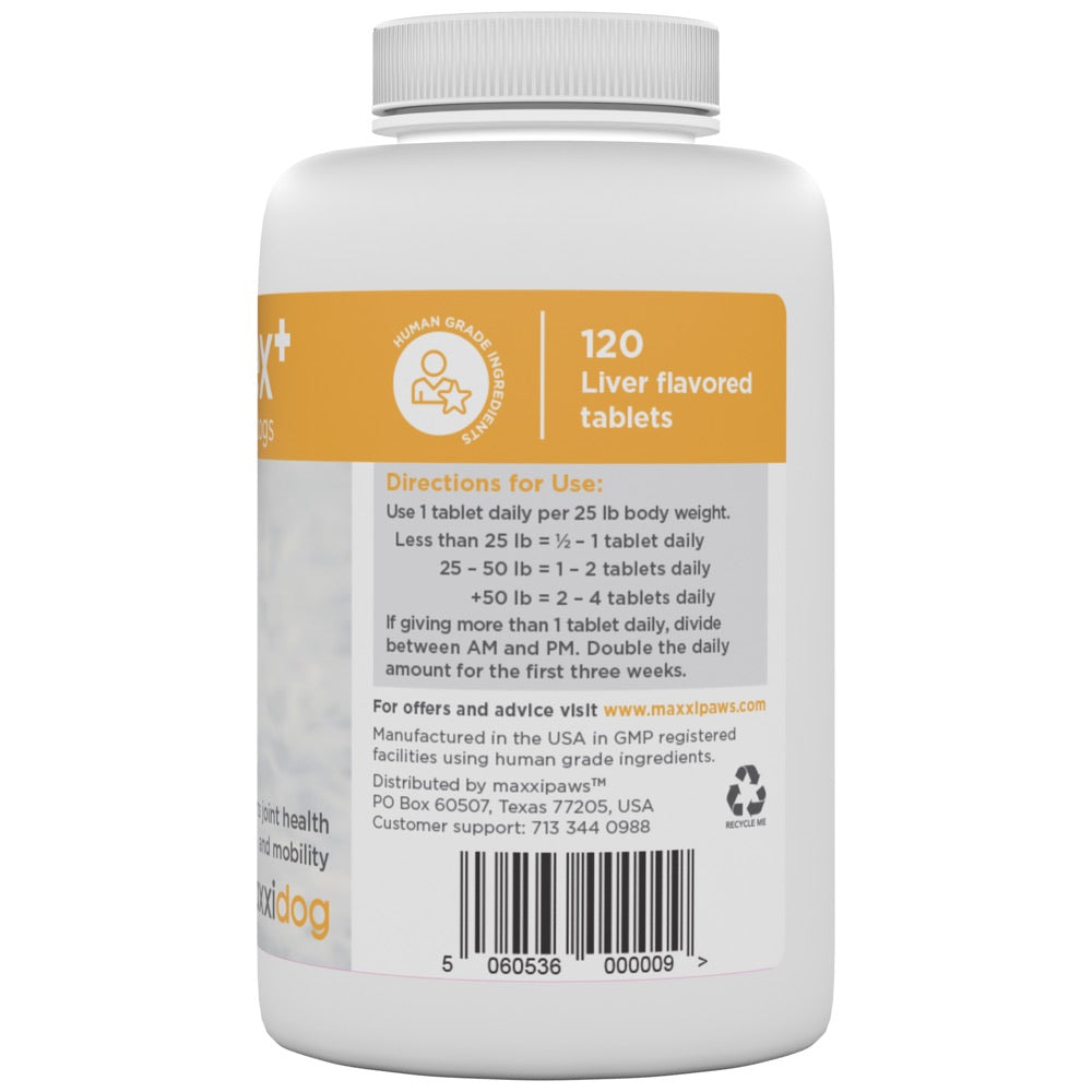 Maxxipaws MaxxiFlex+ Joint Supplement For Dogs 120 Tabs