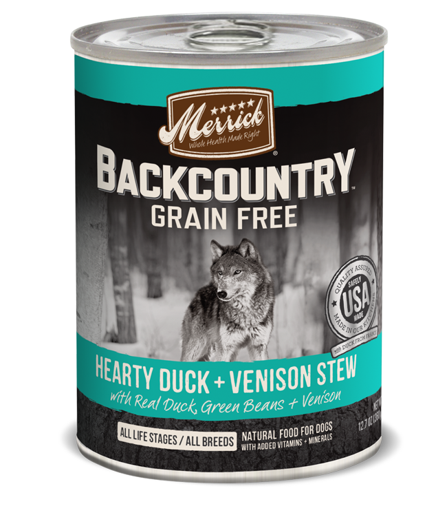 Merrick Backcountry Grain-Free Hearty Duck & Venison Stew Canned Dog Food 360g - Kohepets