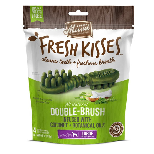 Merrick Fresh Kisses Double-Brush Coconut Oil Large Dog Treats 6.5oz - Kohepets