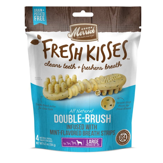 Merrick Fresh Kisses Double-Brush Mint-Flavoured Large Dog Treats 6.5oz - Kohepets