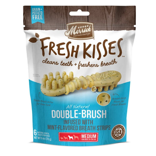 Merrick Fresh Kisses Double-Brush Mint-Flavoured Medium Dog Treats 6oz - Kohepets