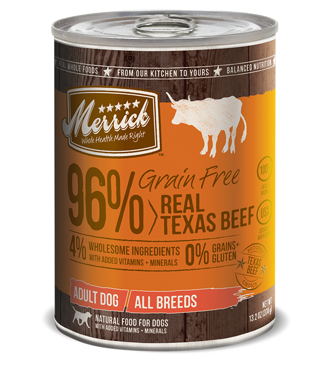 Merrick Grain Free 96% Real Texas Beef Canned Dog Food 374g - Kohepets