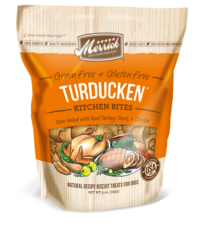 Merrick Grain-Free Turducken Kitchen Bites Dog Treats 9oz - Kohepets
