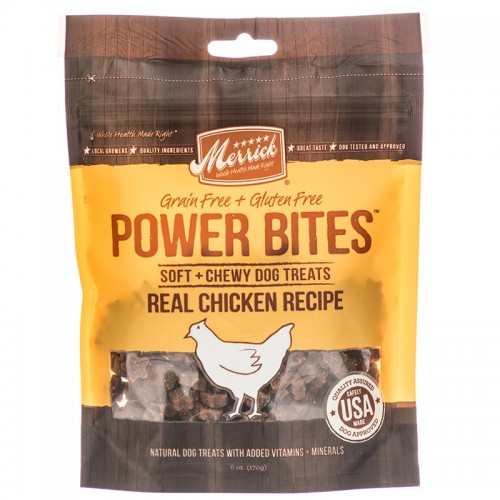 Merrick Power Bites Grain-Free Soft & Chewy Real Chicken Recipe Dog Treats 6oz - Kohepets