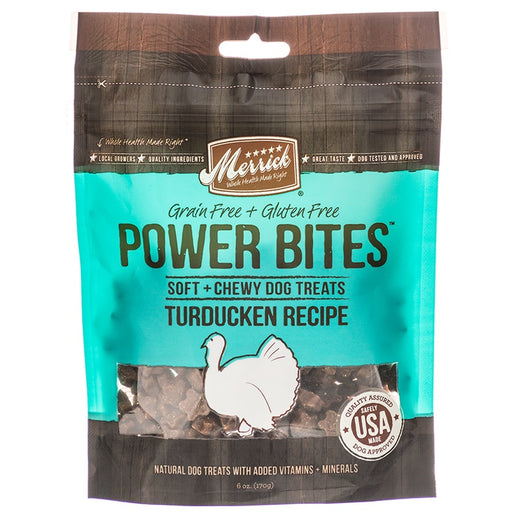 Merrick Power Bites Grain-Free Soft & Chewy Turducken Recipe Dog Treats 6oz - Kohepets
